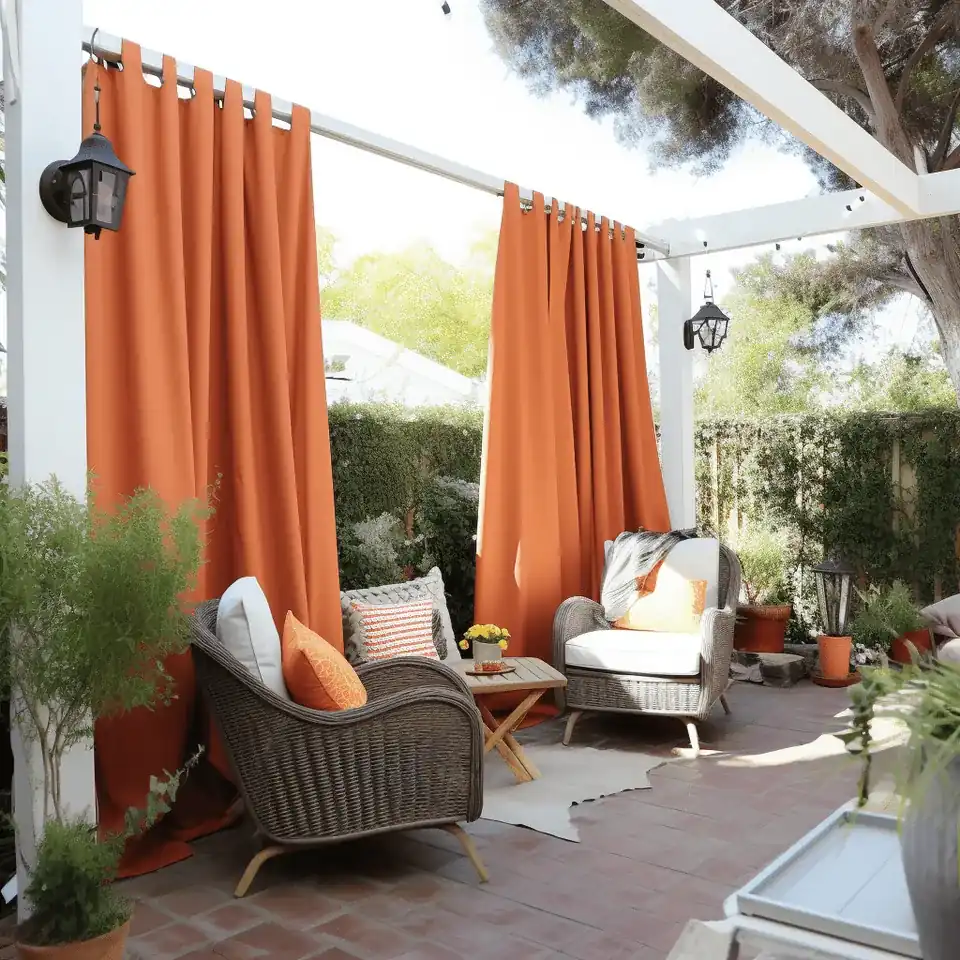 Orange Outdoor Patio Curtains View