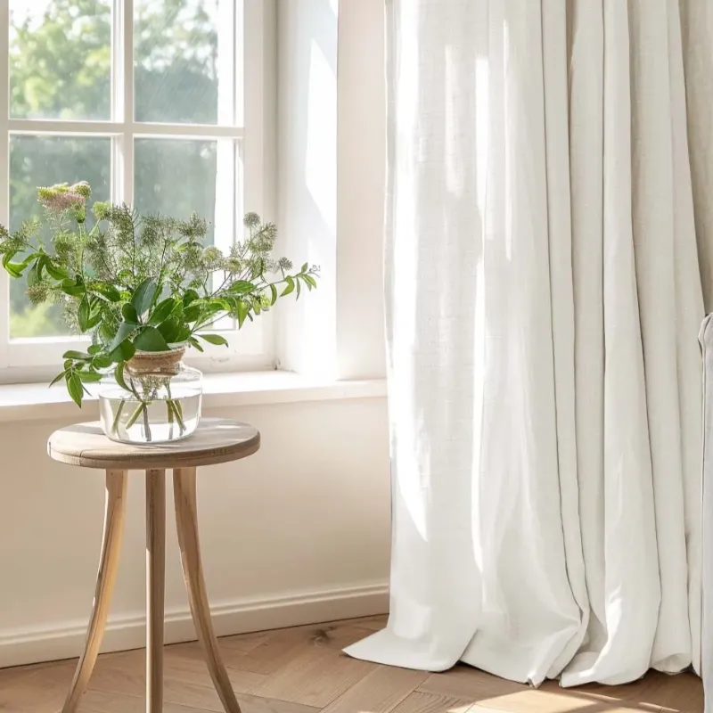Warm Ivory Linen Curtain - Image 2
