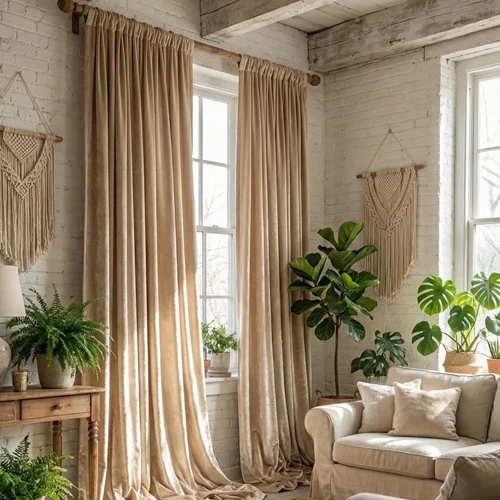 Champagne Silk Velvet Blackout Curtains 1